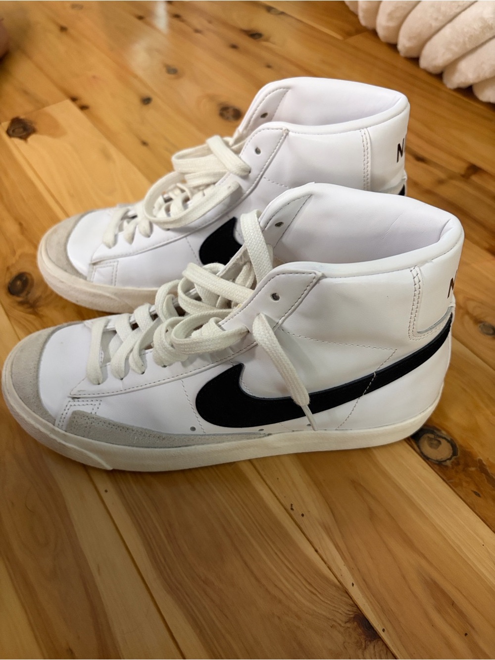 Nike White and Beige High-Top Sneakers